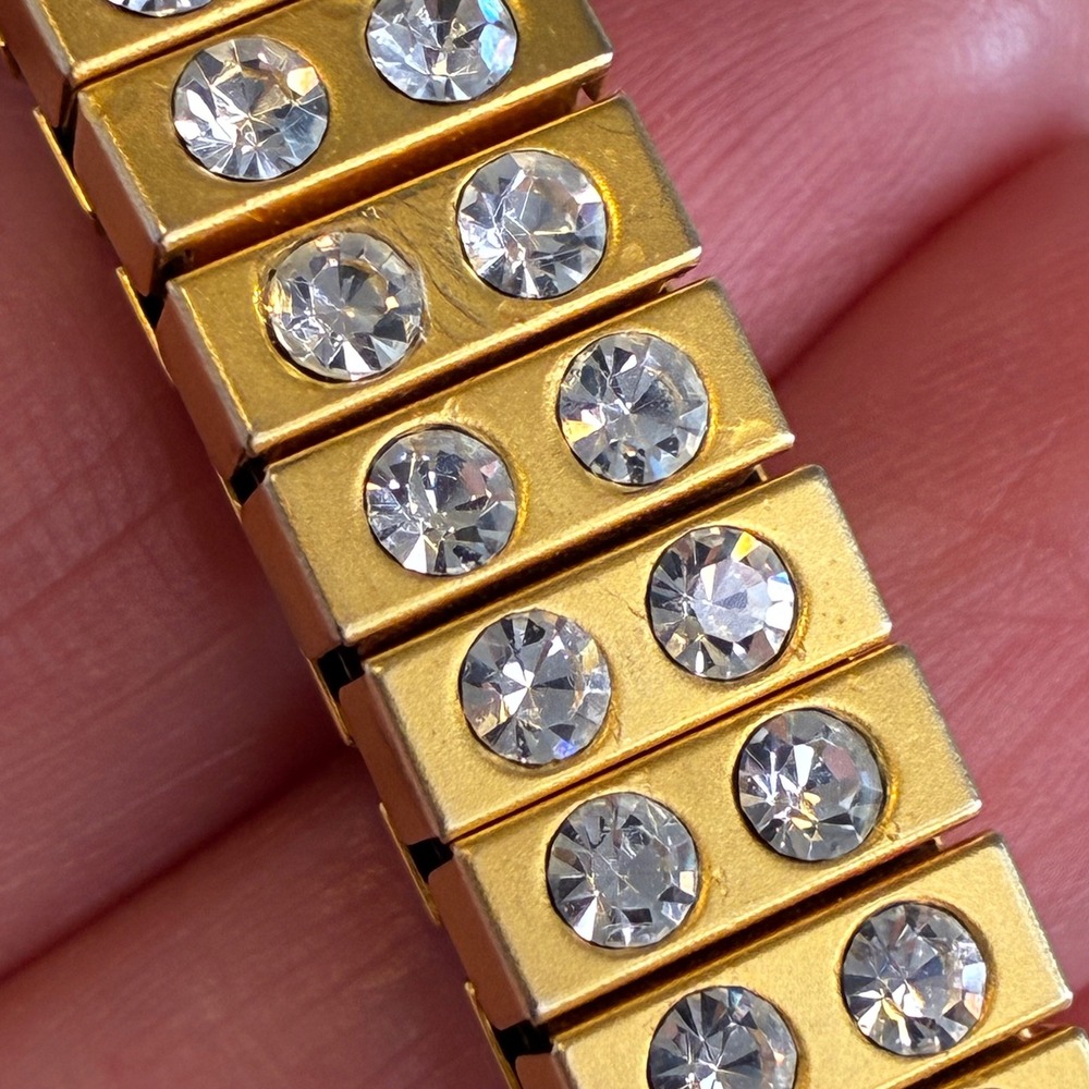 Anthropologie Bracelet Crystal Gold Tone Geometric Stretch Expansion Band
